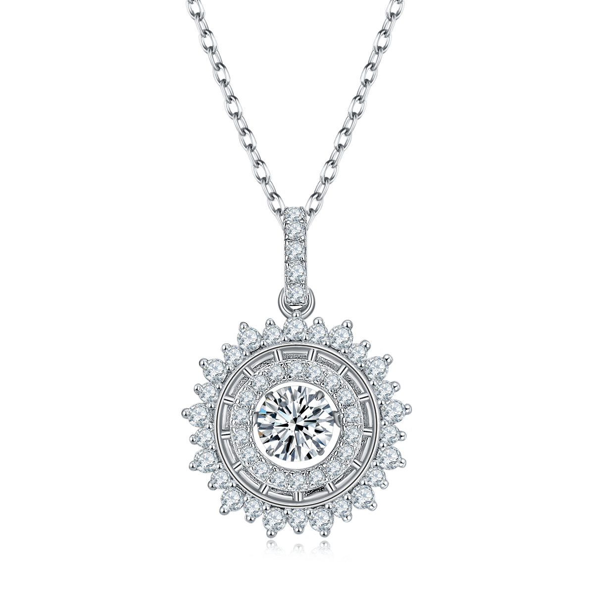 Vibrant and Shining S925 Silver Plated Platinum Moissanite Necklace 50 Points D-Class